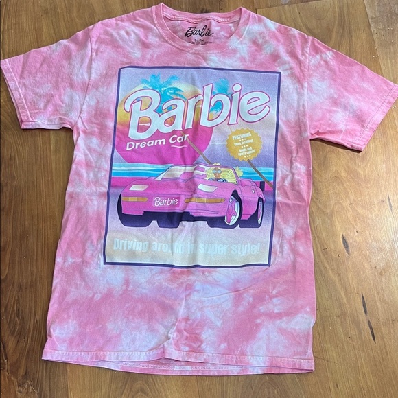 Barbie Dream Car Pink Tie-Dye Kids Tee - Picture 1 of 7